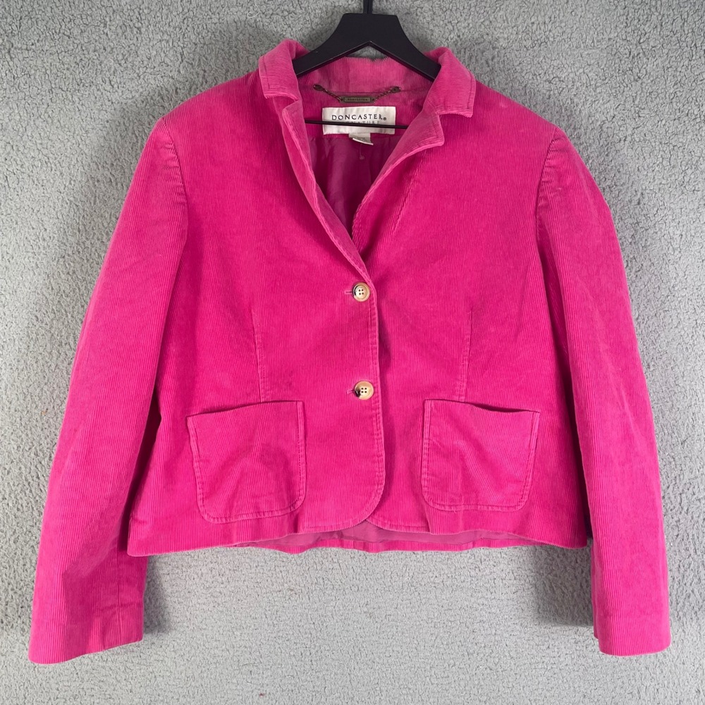 Doncaster Pink Corduroy Blazer Jacket Women's‎ Tailored Career Coat - Picture 5 of 7